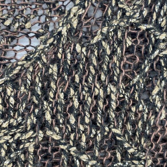 EILEEN FISHER Sweater XS Wrapped Sparkle Pullover Short Sleeve Brown Gold - Picture 2 of 14